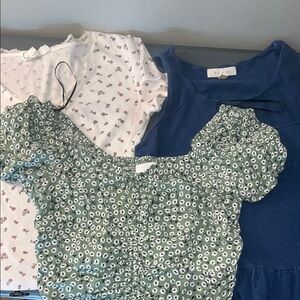 H&M, Hippie Rose, eri + ali 3 Piece Short Sleeve Floral & Solid Tops sz XS&S EUC